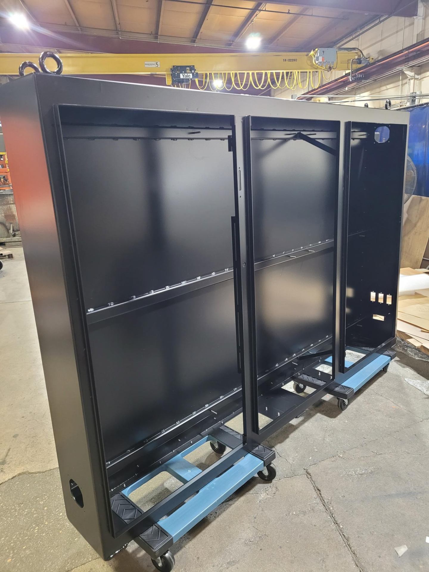 Powder coated black cabinets