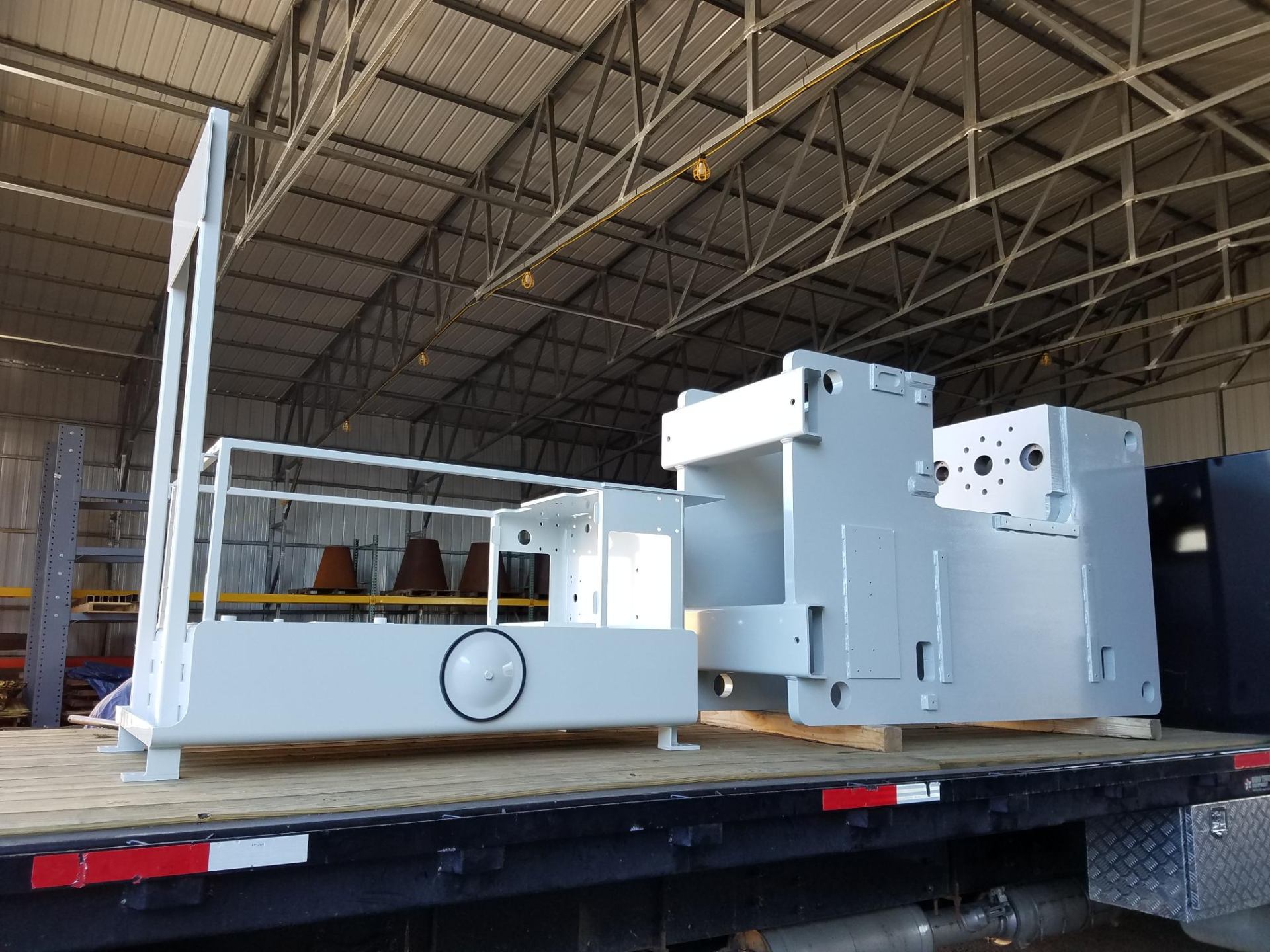 Powder coated industrial equipment ready for delivery