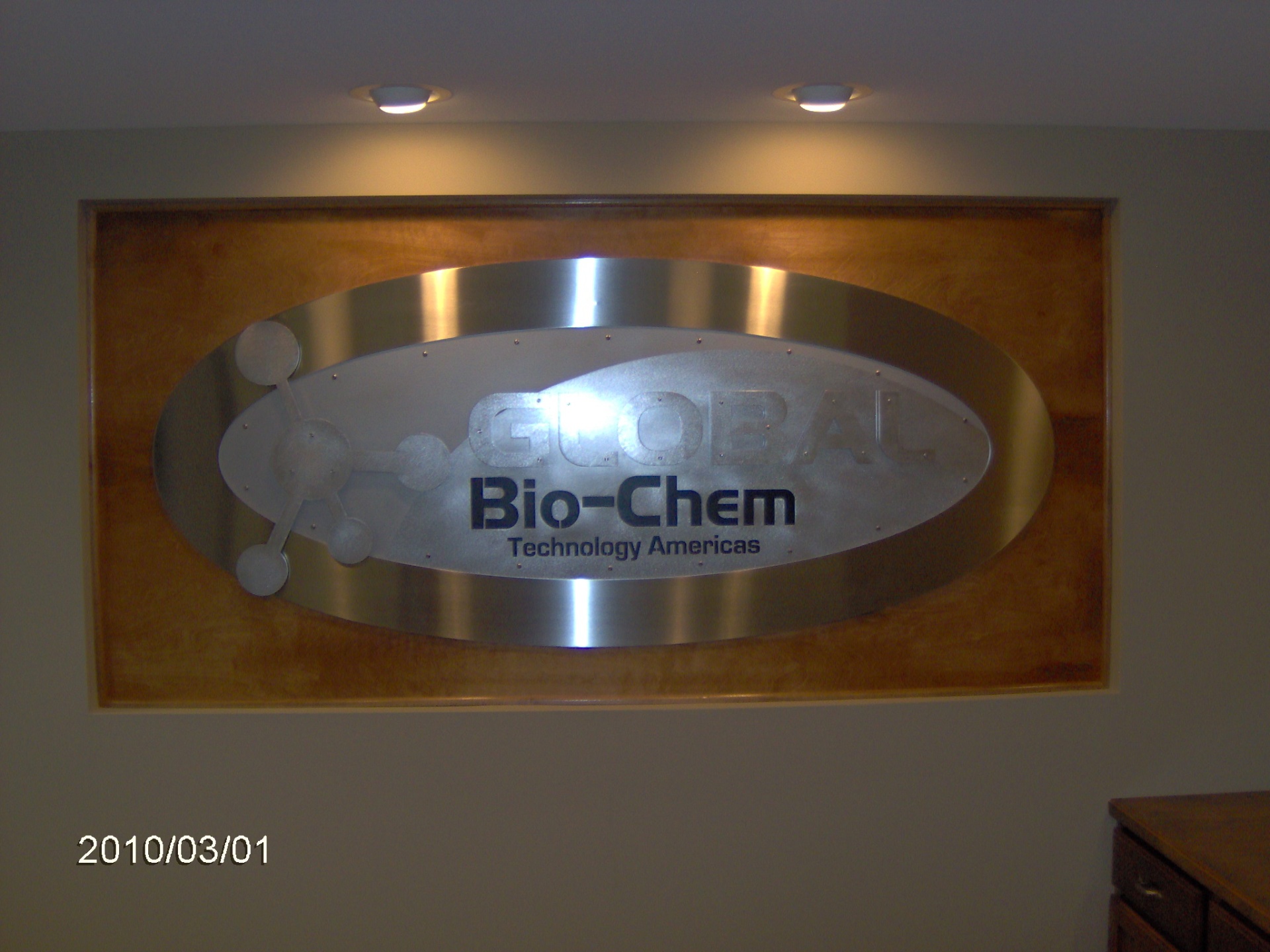 Custom stainless steel lobby sign