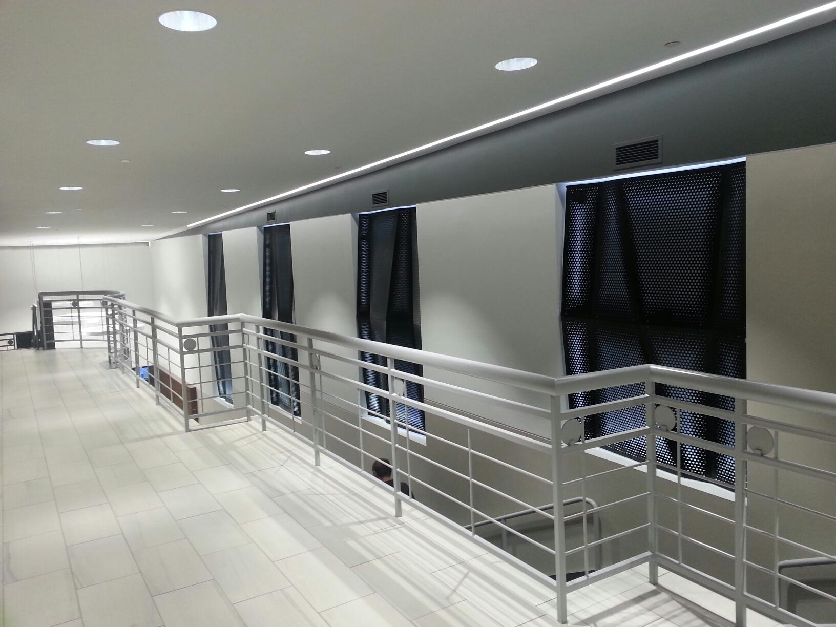 Architectural perforated panels installed in commercial building